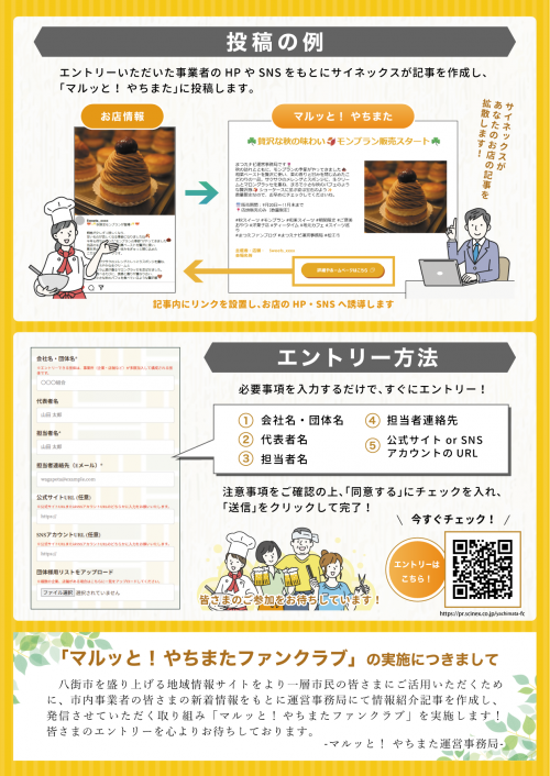 マルッと！やちまたファンクラブのチラシ（裏）