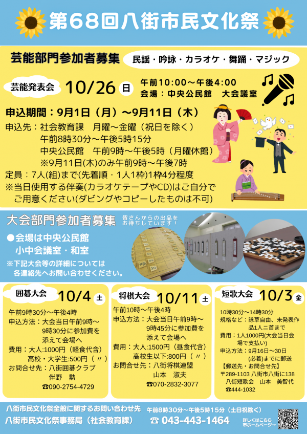 芸能・大会部門参加者募集チラシ